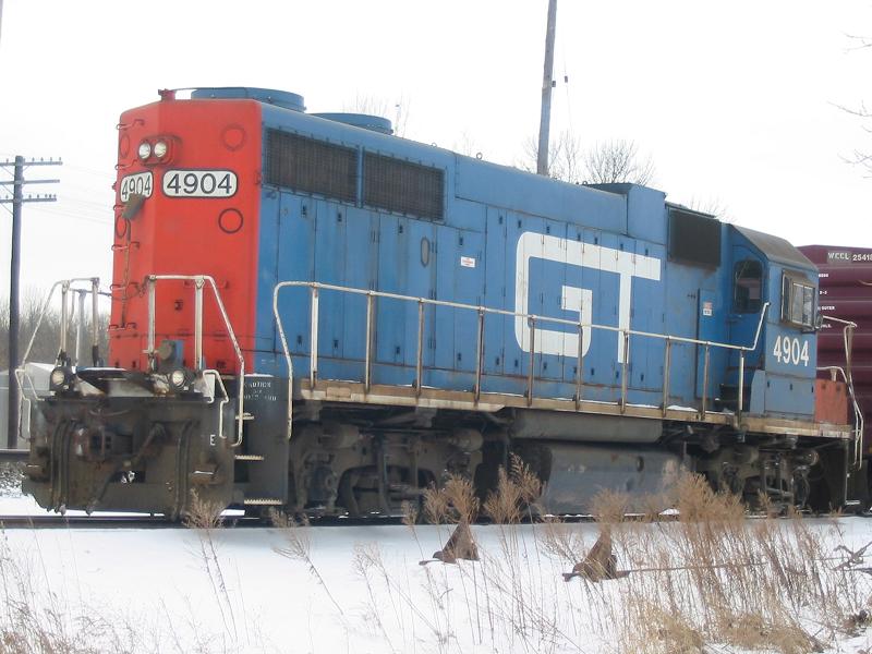GT 4904
GT #4904 on the Kilgore Yard local doing some switching jobs at Pavillion @ 12:05pm on 01/24/03 
