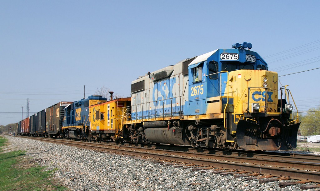 Y107 - 26 CSX 2675 getting ready to shove back into the North Yard 04-26-2008
Keywords: CSX 2675