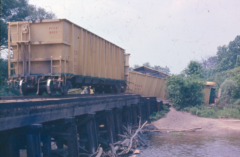NYC coal train wreck at Yates, between Utica and Rochester, Michigan - either late 1960's or early 1970's.

