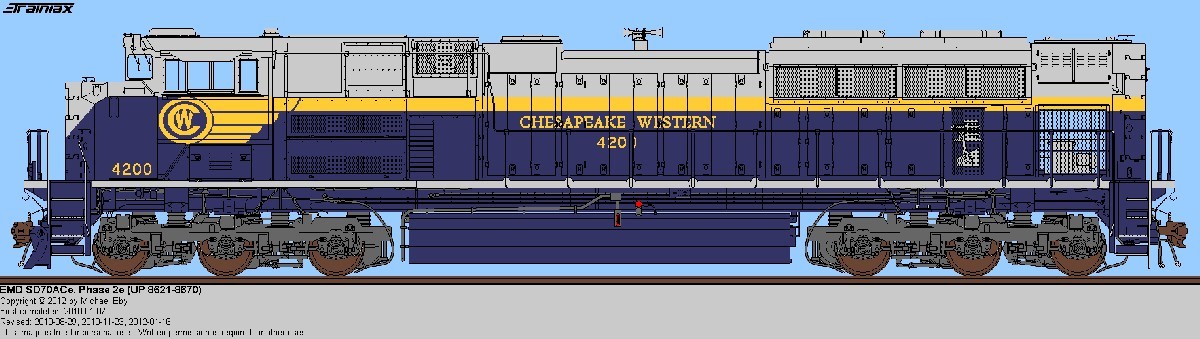 AW Heritage 4200
Appalachian Western SD70ACe 4200 in a Chesapeake Western heritage scheme.
