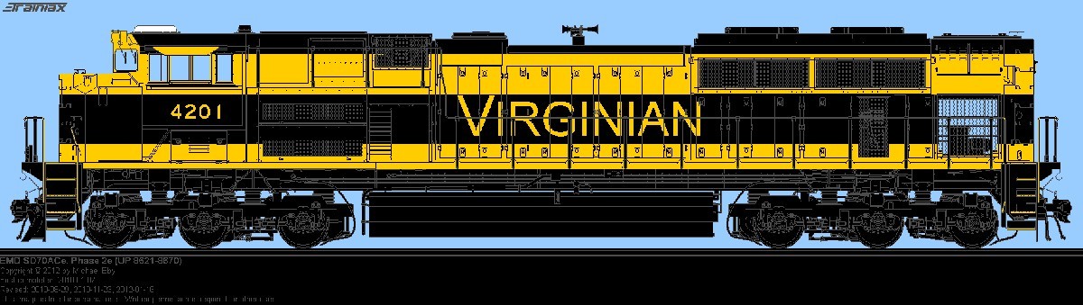 AW Heritage 4201
Appalachian Western SD70ACe 4201 in a Virginian heritage scheme.
