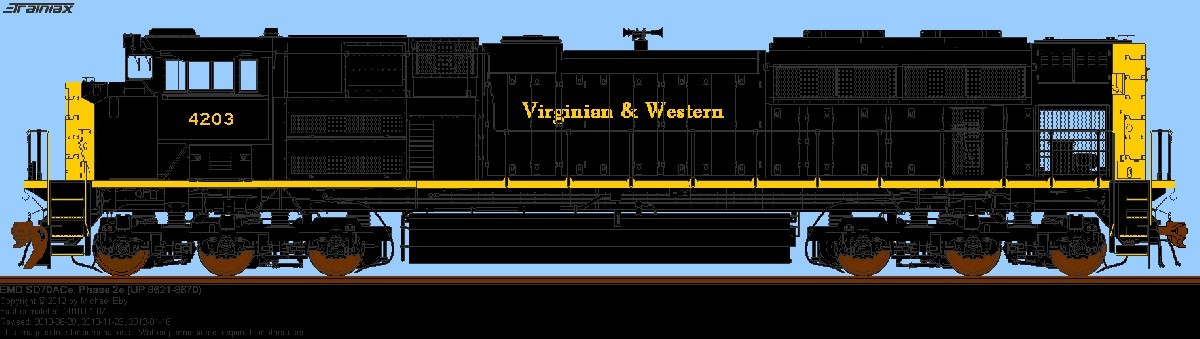 AW Heritage 4203
Appalachian Western SD70ACe 4203 in a Virginian & Western heritage scheme.
