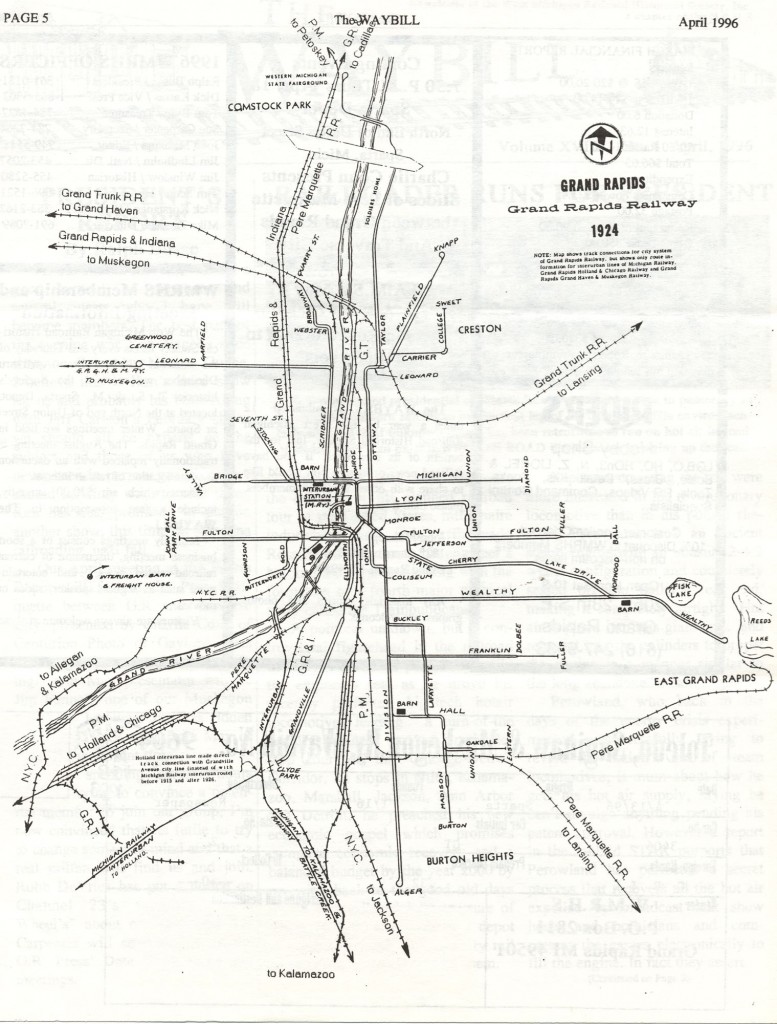 Grand Rapids Map 1924
Rail map of Grand Rapids showing rail lines, interurbans & trollys.
