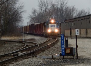 Grand Elk train 501 heads into the switches at block station Gibson on its southbound run.