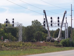 Cranes turn new WB signal bridge