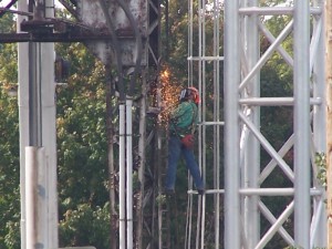 Cutting apart the old WB signal bridge