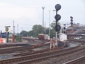 New Track 1 running through the Main St signal.