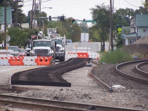 Panel track under construction on Middlebury St.