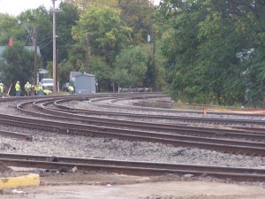 Track 3 reconstructed through the curve (with apparent super elevation).