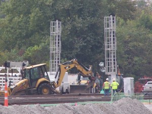 Work on the new North Freight (the signal is in the way, but there is an alternate route).