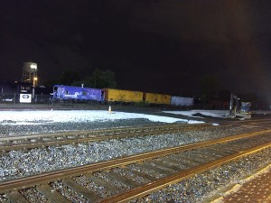 A new temporary platform for Amtrak (cold asphalt patch - rough to walk on)