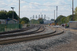 All three mains open.  Note Amtrak platform now covered with asphalt.