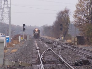 One of this evening's parade of eastbound trains waiting for CP 437 to reopen.