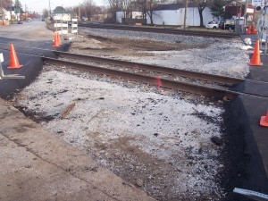 Mind the Gap (hopefully there will be a permanent barrier to make sure people don't drive in to this hole)