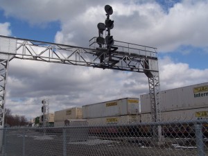 The old signal bridge - now behind the fence