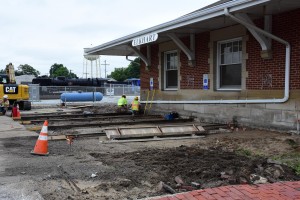 Handicap slabs going in on east end