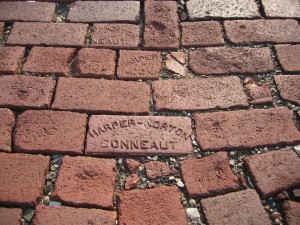 Much of the Elkhart platform brick was still nicely laid out in courses...this area was not but offered a good example of the Harper-Norton name.