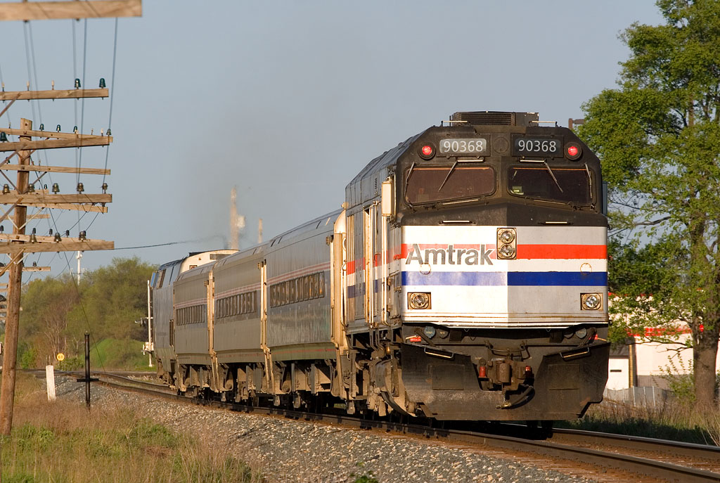 Amtrak 90368
Who said I don't railfan Amtrak?  Oh wait, I did... P37110 westbound in Jenison.  05/10/08

