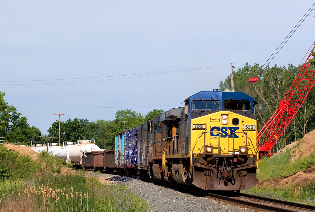 CSXT 535
Went with Cory (slyguy1500) down towards the mini-golf course in Grandville to get Q326. Creeks were massively flooded down there, saw them around 10:10am.  06/08/08

