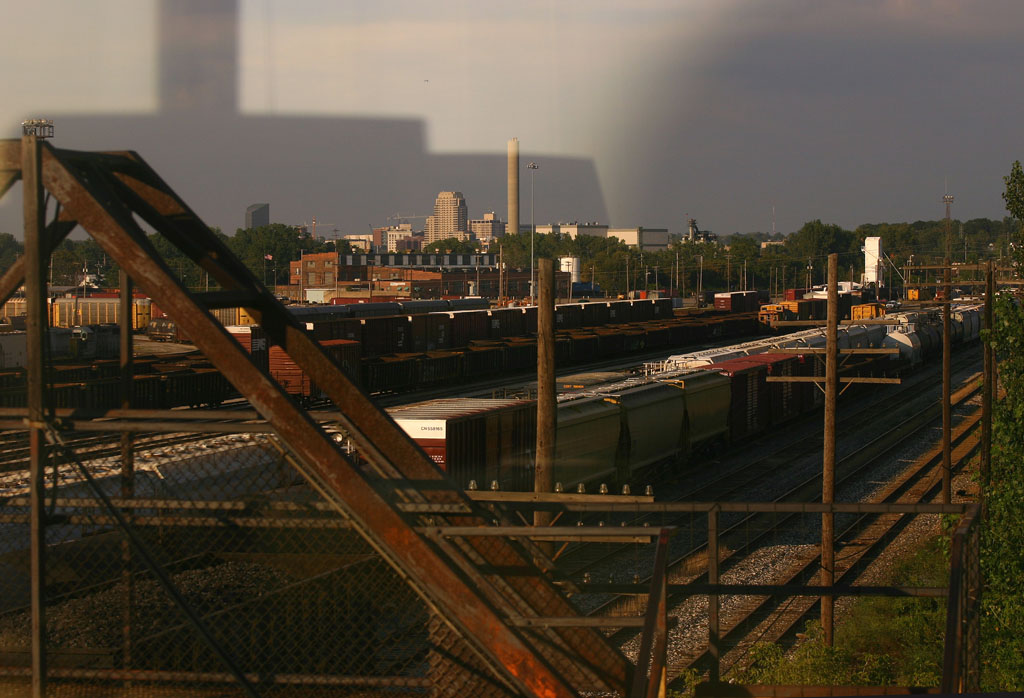 Wyoming Yard
Looking towards the east end of Wyoming Yard, Grand Rapids skyline in the backdrop.  Engine house is in the back center.
