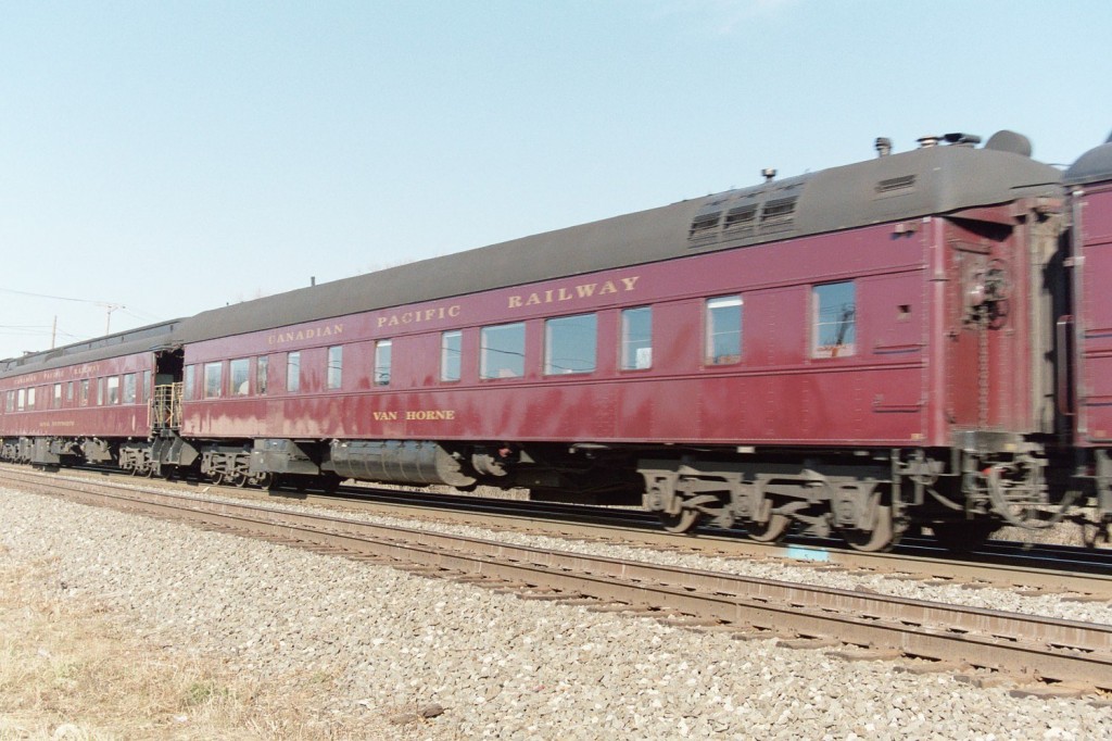 Royal Canadian Pacific "Van Horne"
Car seven of ten is the heavyweight observation car "Van Horne"  It is seen in the consist of CP train 046, traveling east on the old NYC Water Level Route through Dunlap, Indiana.  The train is traveling between Chicago and Toronto with company executives on board.  Van Horne was built in 1927 by CPR's company shops in Montreal, called Argus Shops.  It is 84 feet long, and named after the CPR president who built the railroad over the Rocky Mountains.  Photo taken November 22nd, 2006.
Keywords: Royal Canadian Pacific CP Rail Executive Business Special heavyweight observation Dunlap Elkhart 046 Van Horne