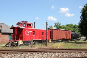 Lineup of rolling stock on the GR&amp;I at the Vicksburg Historical Museum depot. I didn't have a chance to visit the museum interior but hope to again in the future sometime.