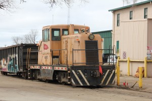 Moving east at River Street with a load.