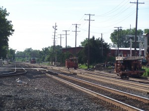 Looking west at the four tracks